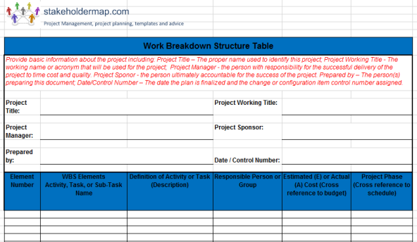 free wbs template excel